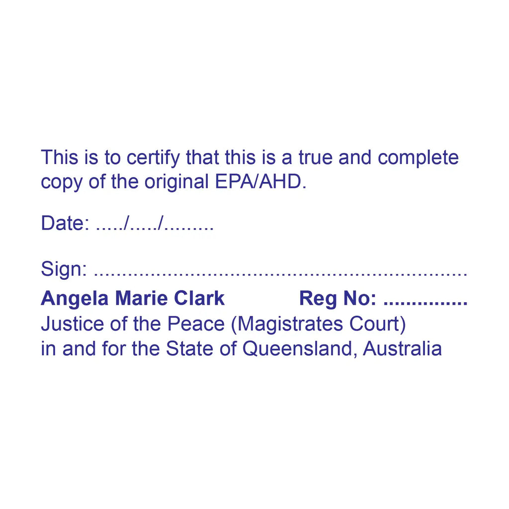 QLD JP Stamp for final page of enduring powers of attorney, and advance health directives