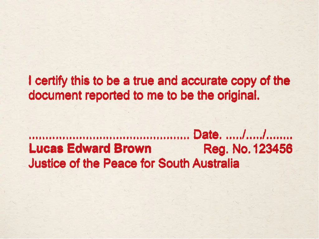 Customised Legal stamps South Australia red ink 