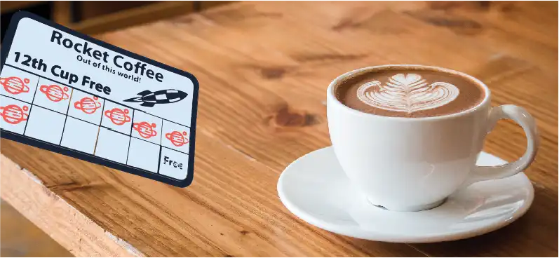 Loyalty Card Stamp with coffee wood table