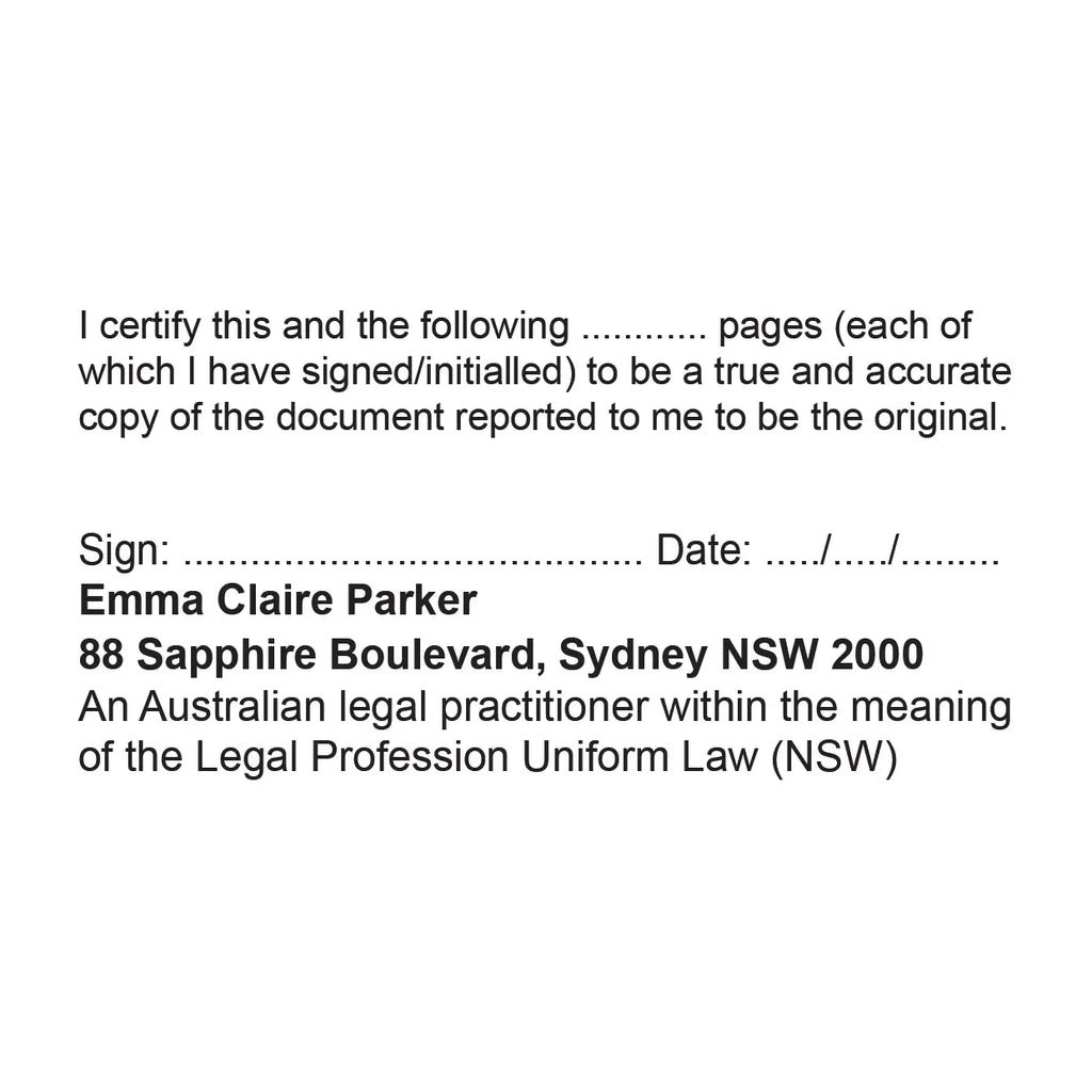 NSW Solicitor Multipage true copy stamp