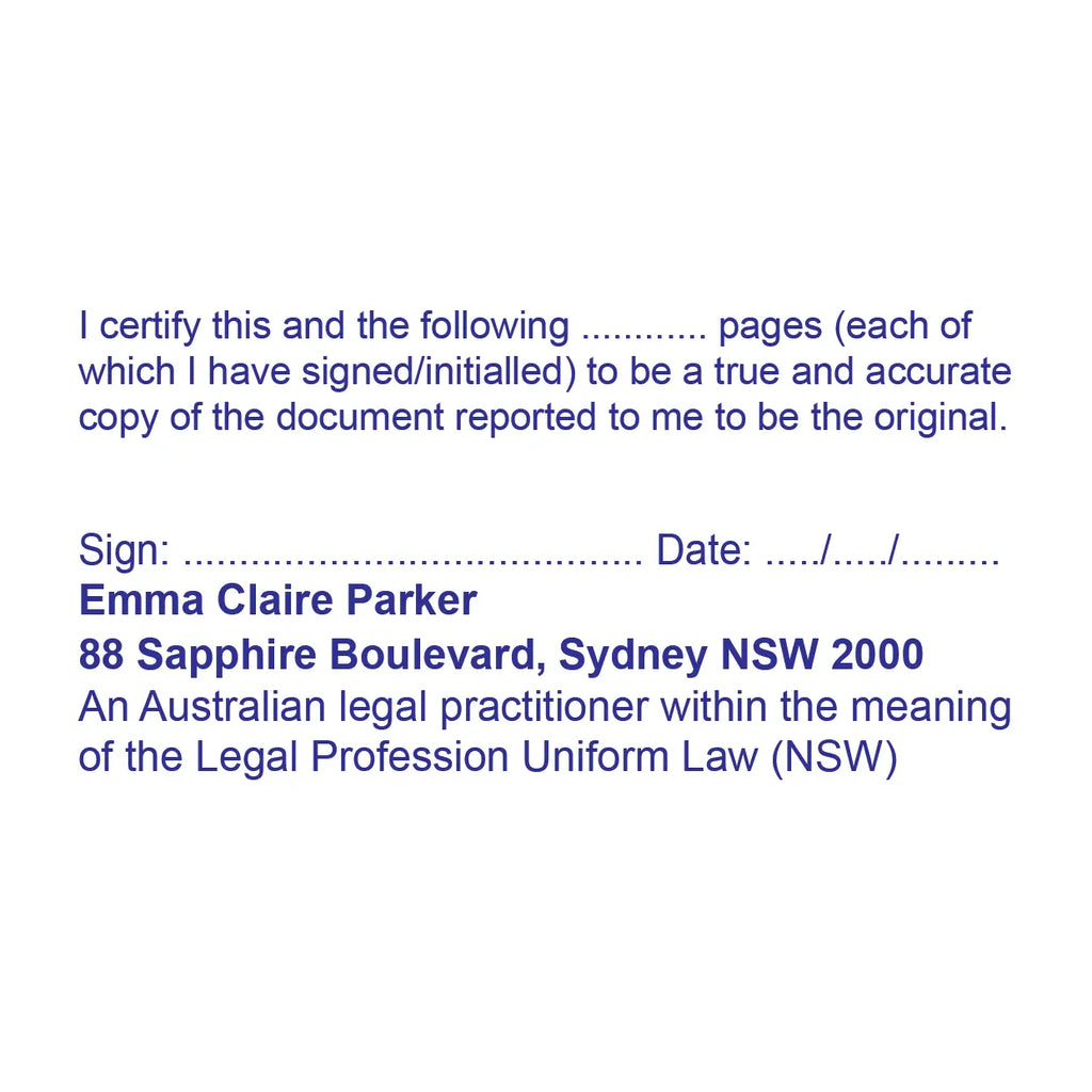 NSw lawyer Multipage true copy stamp template design