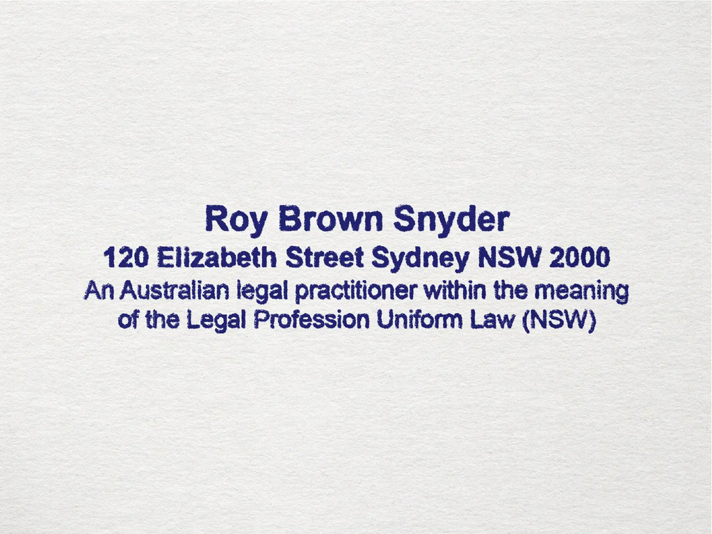 mockup Australian Legal Stamps Sydney address Blue ink 