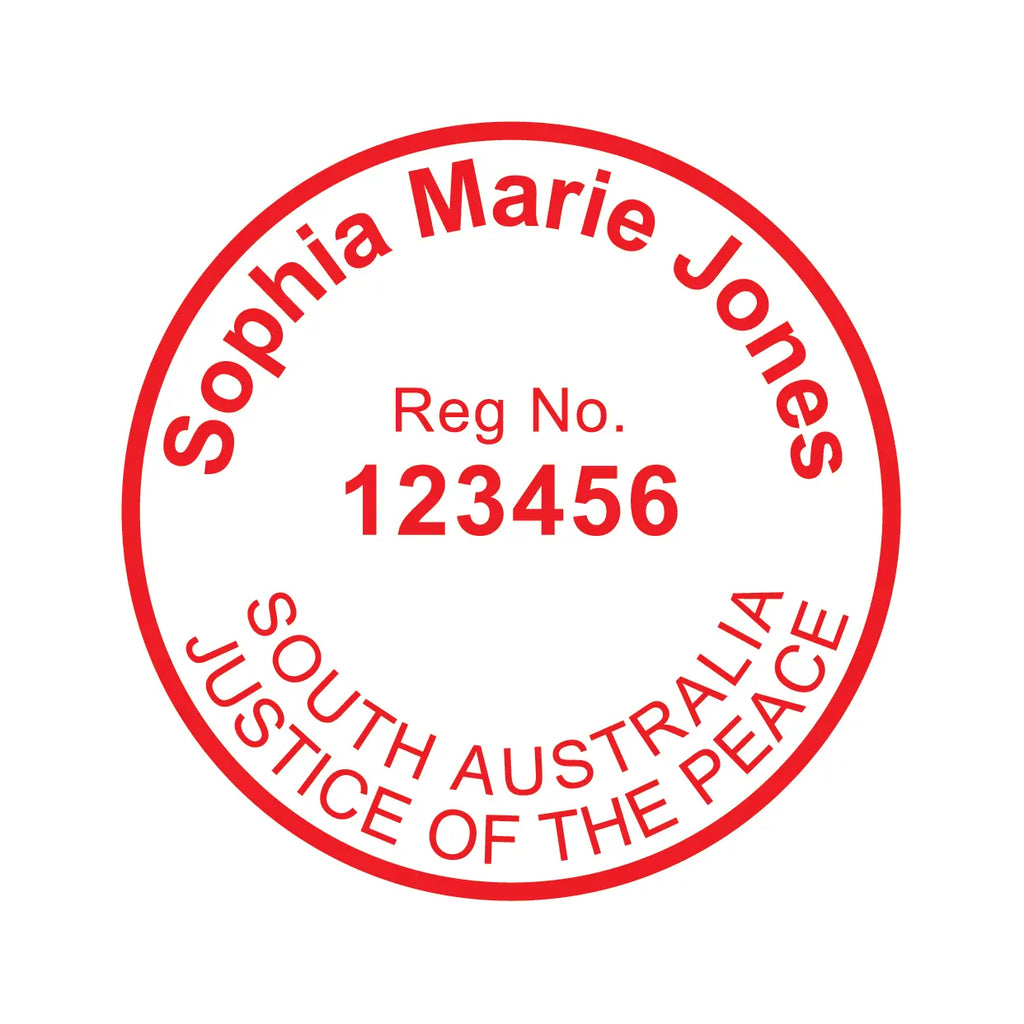 Custom Justice of the peace Stamp design for South australia Red Ink 