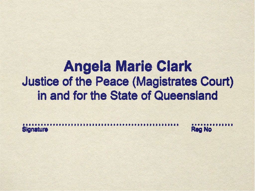Buy personalised Queensland Justice of the Peace rubber stamps blue ink 