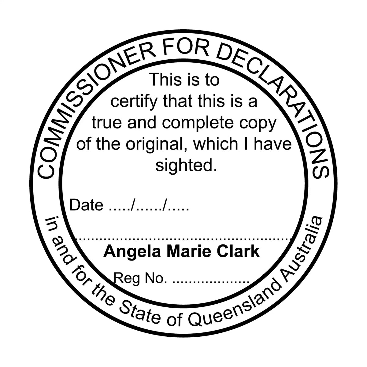 Stat Dec Stamp Example Queensland True Copy JP Stamp Round – Stamp Lab