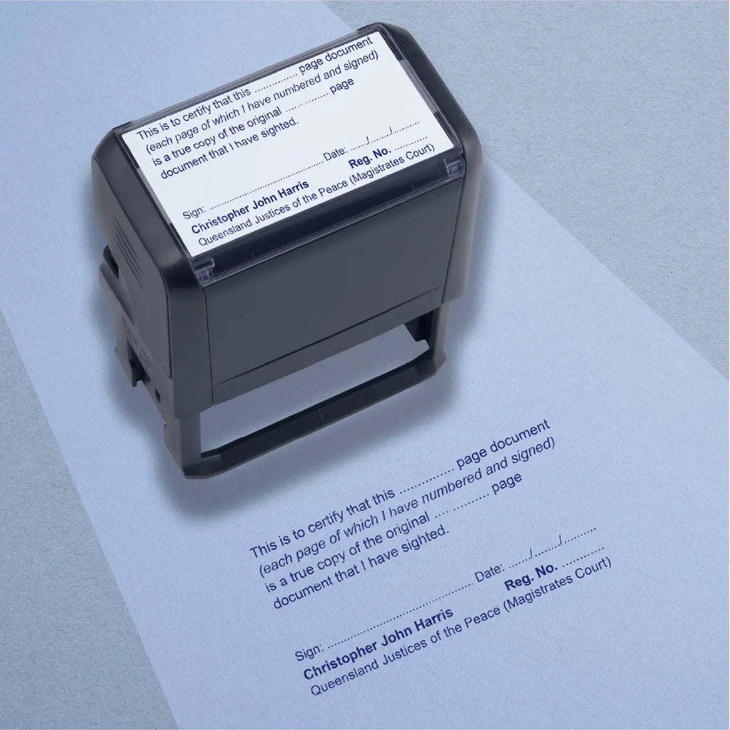 QLD JP Mag Crt multipage stamp blue ink