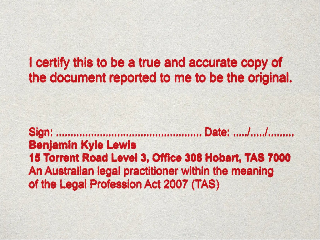 Red Tas Legal professional true copy Stamp mock impression