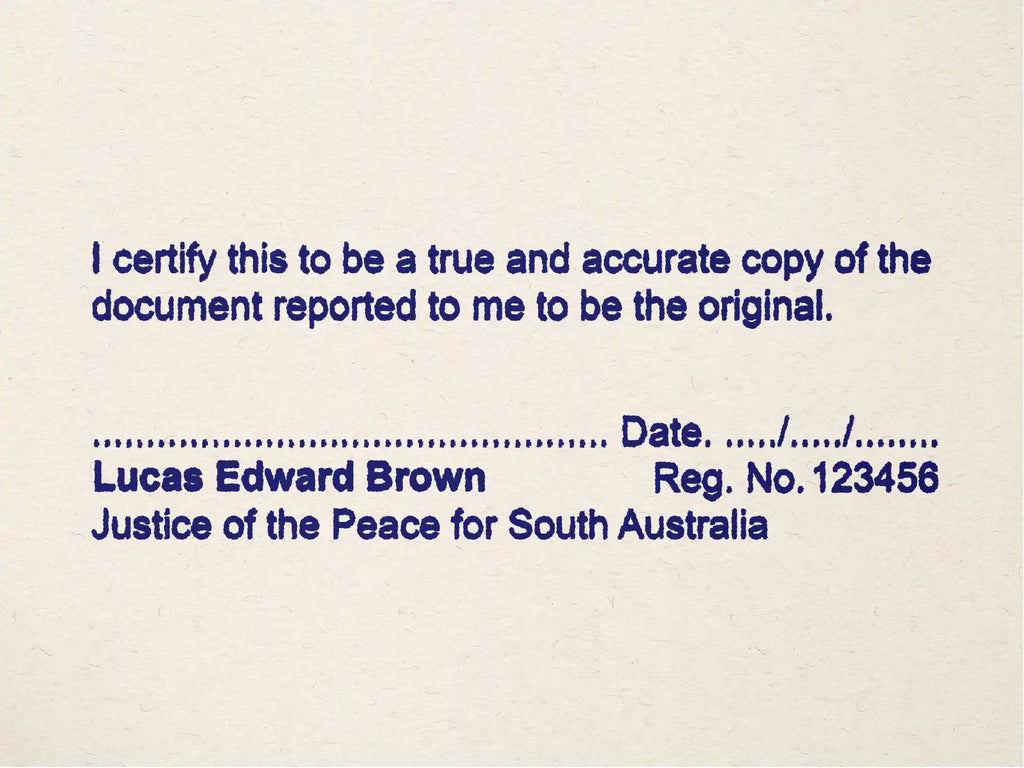 Blue JP Stamp South Australia Blue ink