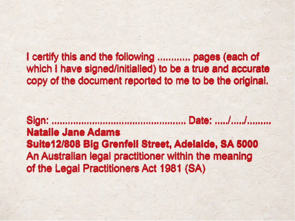 SA Lawyer Stamps, Multi-page stamp for Certifying multi-page documents