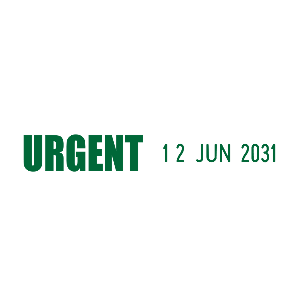Urgent Ready date side by side stamp impression Green Ink