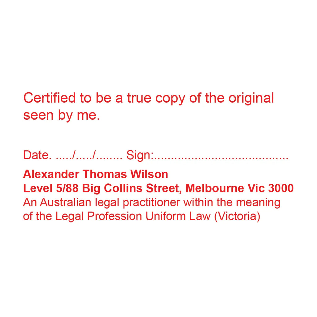 Legal Stamps Melbourne Red Ink