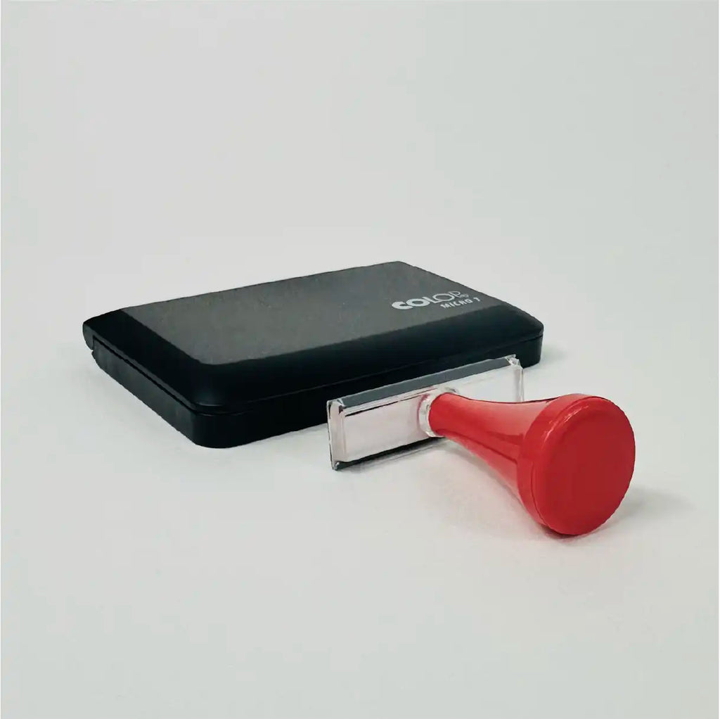 Vuestamp S04 red handled stamp with ink pad