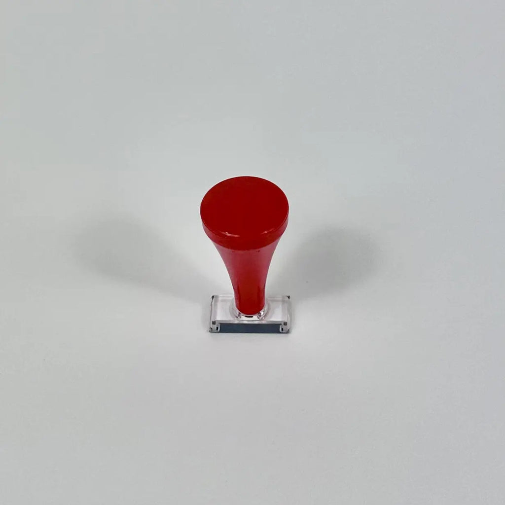 Vue Stamp Red handled stamper S02 Small 25 x 10mm upright view