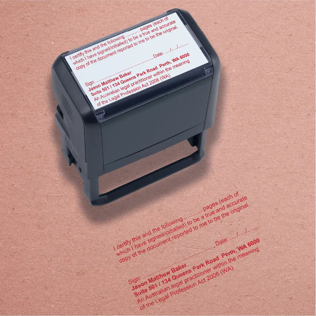 Red Lawyer stamp multipage certification mockup 