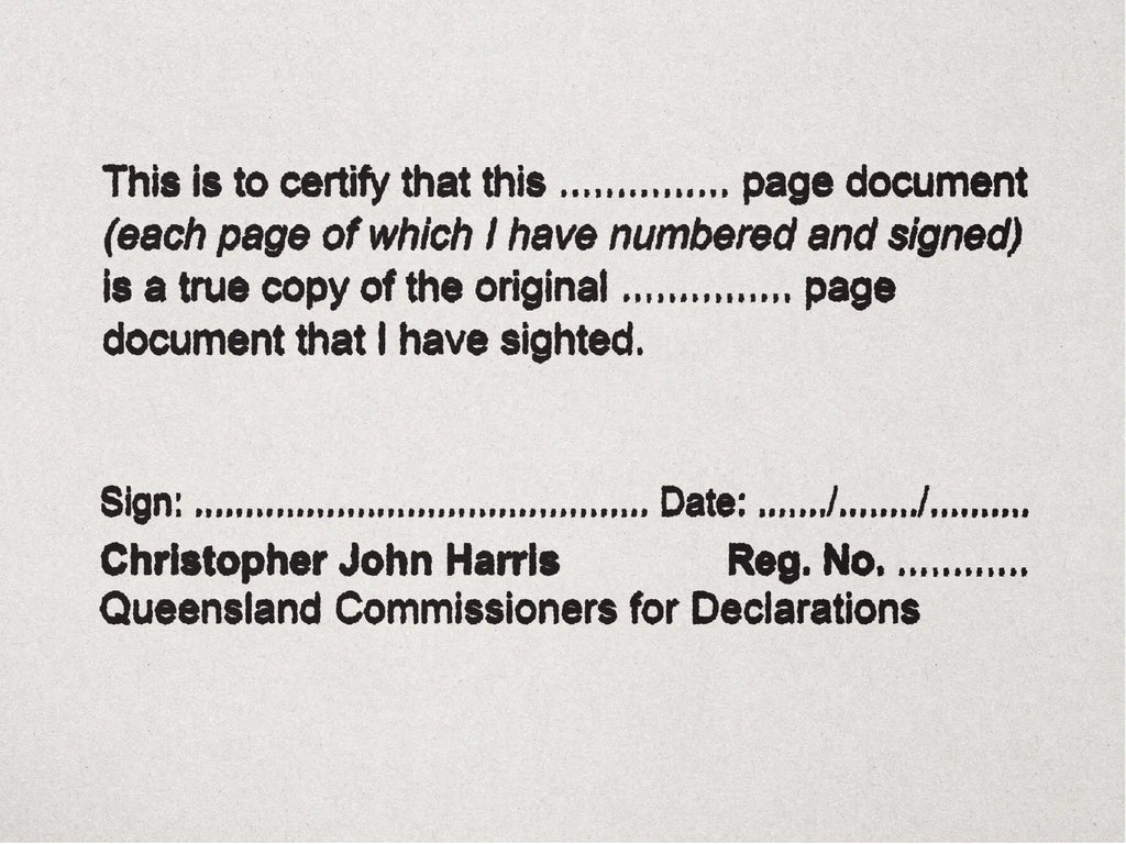 Stamp For QLD CDEC Certifying multi-page documents