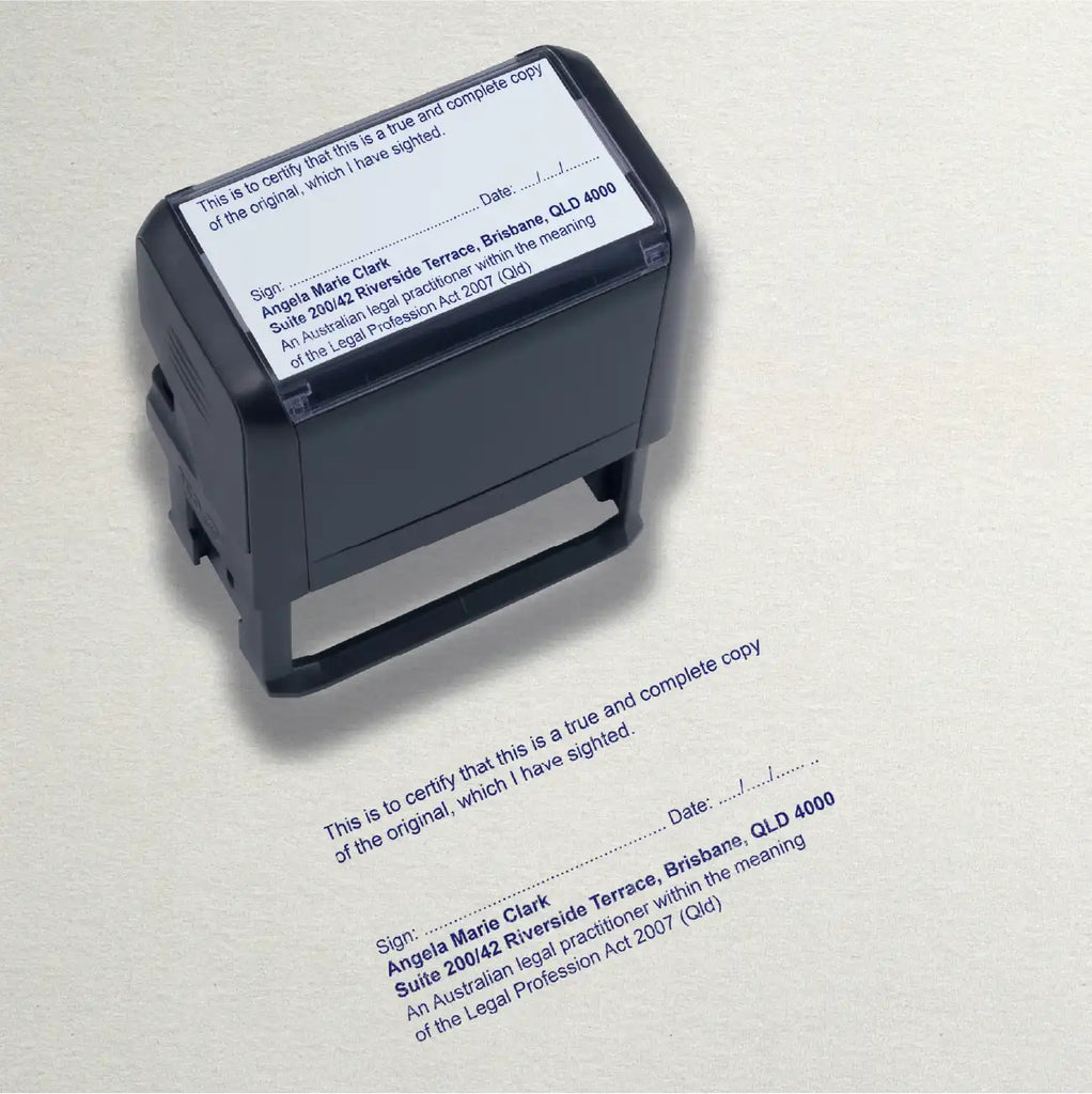 use case blue lawyer custom true copy stamp