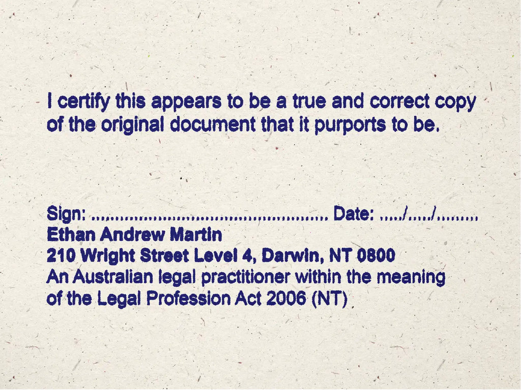 order online Customised True copy legal stamps Northern territory