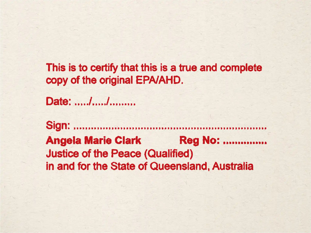 QLD Justices of the Peace EPA and AHD stamps