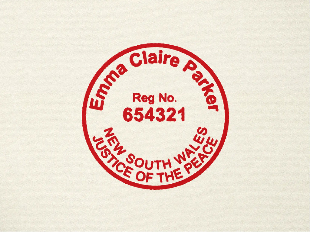 New South Wales Justice of the peace custom stamp red ink