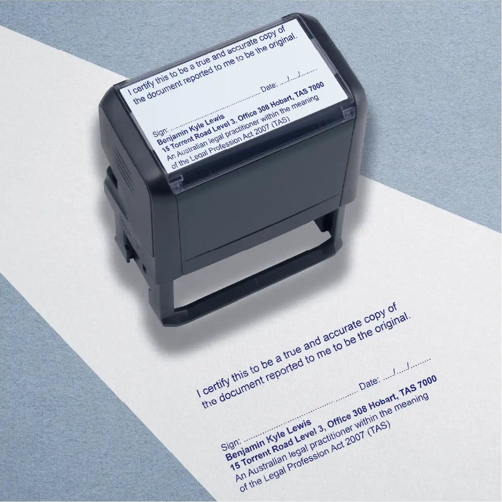 order Custom Tasmanian Legal Stamps online Blue ink