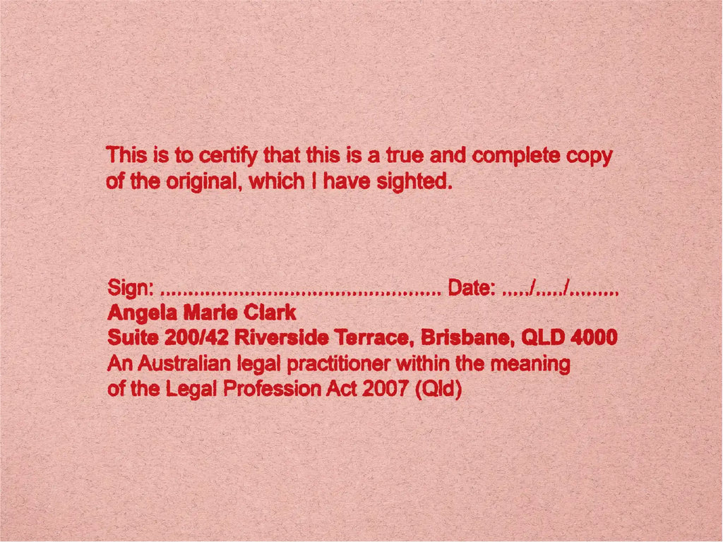 personalised true copy lawyer stamps Brisbane