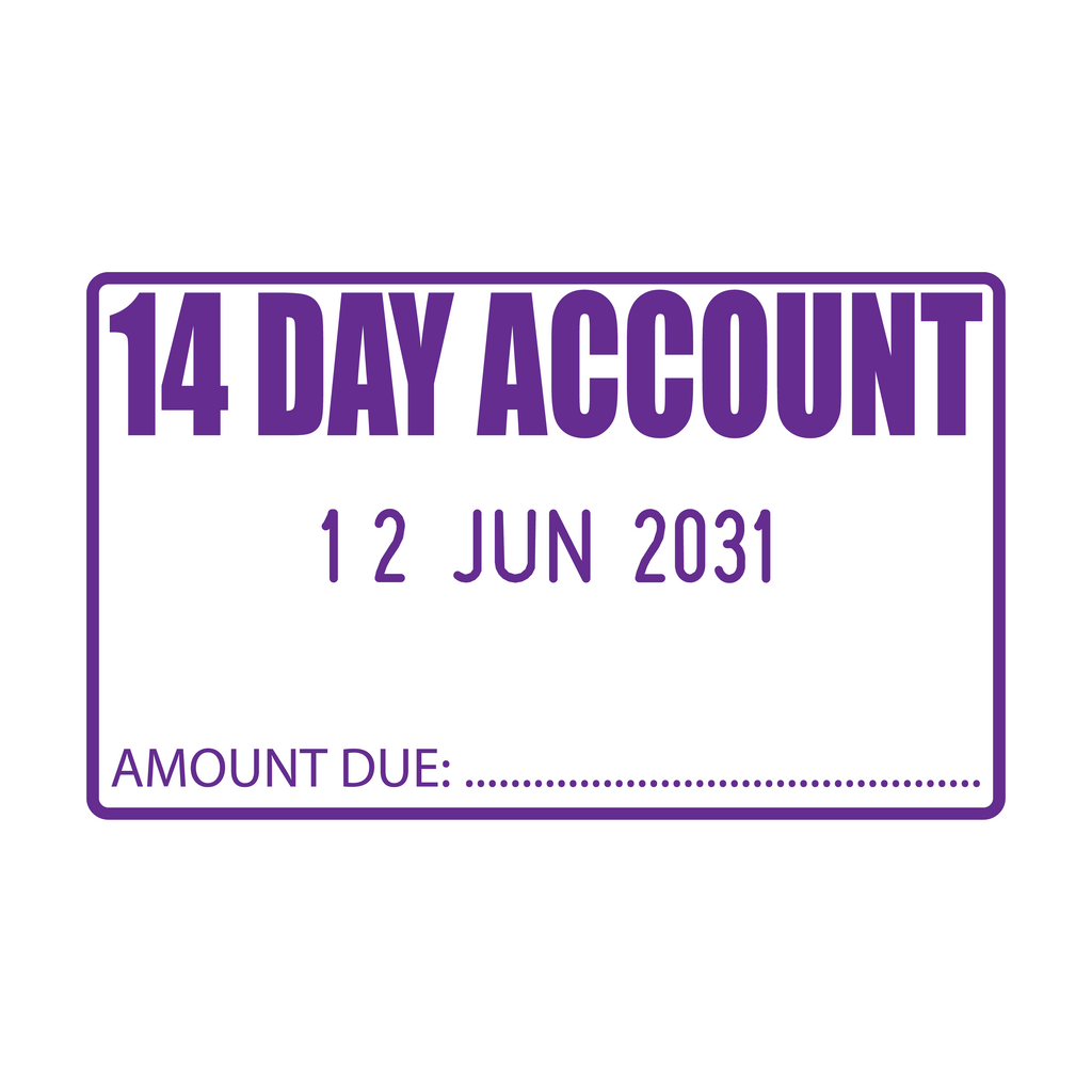Date Stamp With 14 Day account Purple Ink