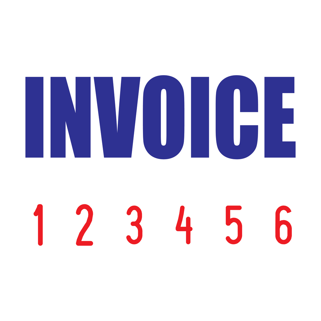 Red-Blue 2 colour 50-5006-invoice-mini-number-stamp