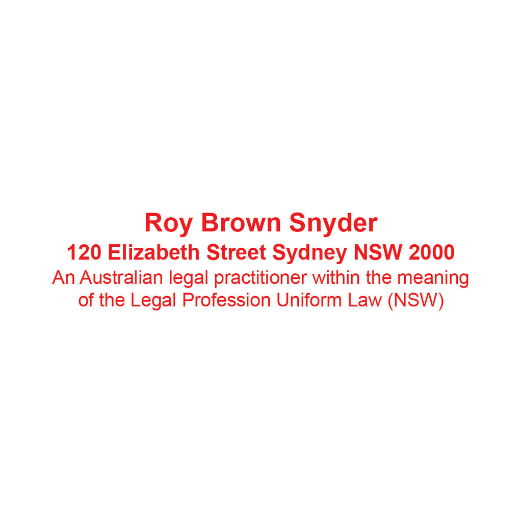 Red Australian Legal Practitioner rubber Stamp NSW